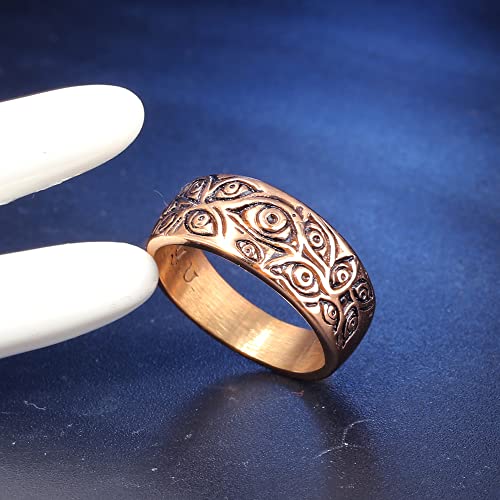 Men's Vintage Engraved Eye of God Ring Black Gold Silver Tone - color: Rose Gold