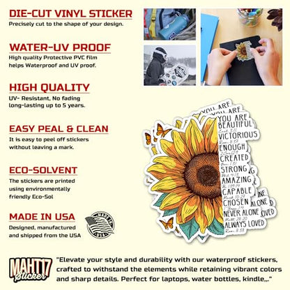 (3Pcs) You are Sticker Bible Verse Scripture Stickers Christian Faith Sunflower Stickers Religious Quotes Faith 2" Waterproof Die-Cut Vinyl Sticker for Laptop Water Bottle Kindle Decal Gifts 2 Inches - size: 2x2"