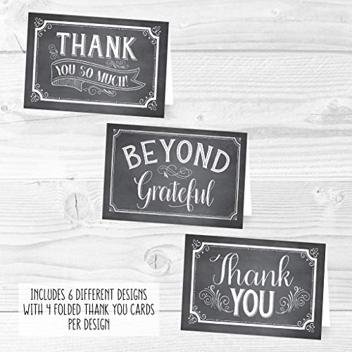 24 Bulk Thank You Cards with Envelopes Blank Cute Thank You Notes - color: Chalk White 24 pcs