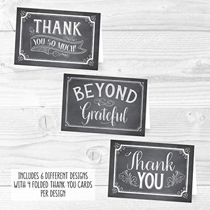 24 Bulk Thank You Cards with Envelopes Blank Cute Thank You Notes - color: Chalk White 24 pcs
