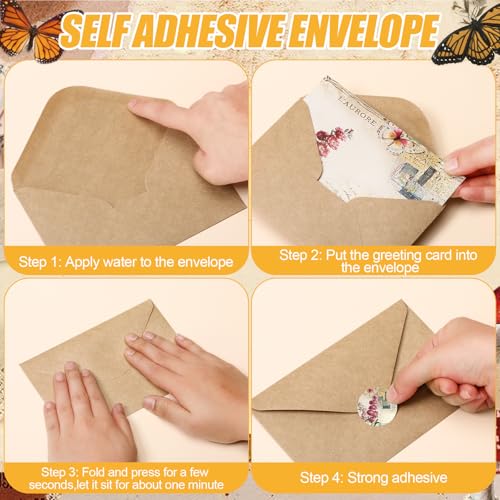 Motiskyy 50 Pcs Blank Greeting Cards 4x6, Blank Cards with Envelopes, 10 Designs, Ideal Stationary Set for All Occasions, Stationary with Matching White Envelope and Sticker(Nature Vintage) - style: Nature Vintage