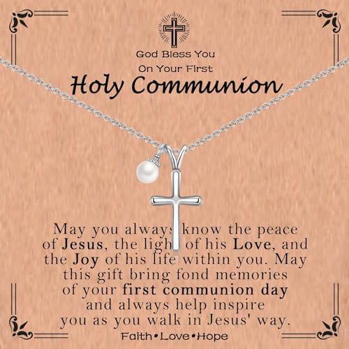 Cross Necklace for Girls Kids Christian Catholic Religious Gifts - color: Communion -Girls