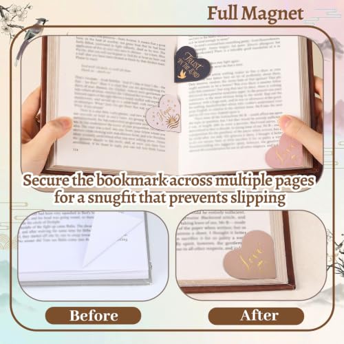 Resurhang 112 Pcs Christian Heart Magnetic Bookmarks Bible Verses Bookmarks Christian Gift for Women Men Inspirational Religious Motivational Page Clips for Club Church Book Lovers Reading Gifts - style: Christian