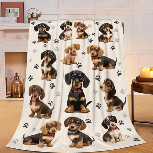 Dachshund Blanket Gifts for Dogs Lover Dog Throw Blanket Soft Cozy Fleece Fuzzy Plush Flannel Blankets for Women Girls Kids Teens Adults 50"X40" - color: Dachshund, size: 50"x40"