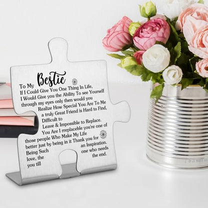 To My Bestie Gifts Bestie Gifts from Sister Thank You for Being My Unbiological Sister Best Friend Christmas Wedding Friendship Gifts for Sister Bestie Decorative Sign Funny Office Desk Decor - style: Bestie