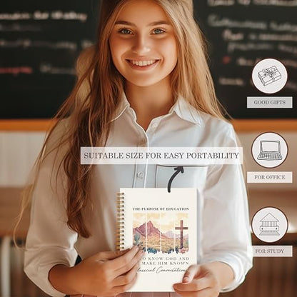Western Desert Christian Spiral Notebooks, Purpose of Education Bible Journaling Notebook, Religious Journal for Women, Church Notes Notebook, Faith Based Gifts, 5.5x8.3 Inches - color: Desert Christian
