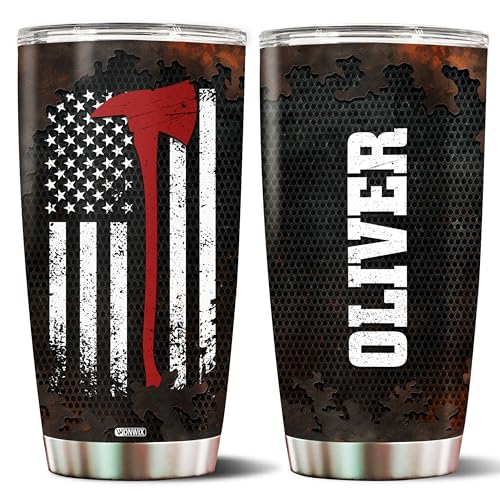 Personalized Firefighter Tumbler Gifts for Men Women Insulated Stainless Steel 20oz With Lid Coffee Mug Gift for Firefighters Fire Department First Responder - color: FIREFIGHTER