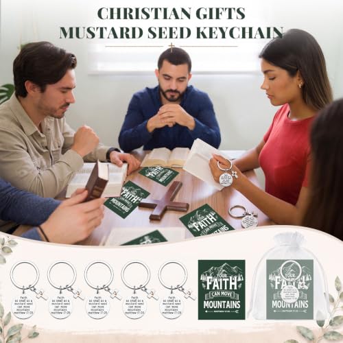 12 Set Mustard Seed Keychain with Seed for Christian Men Women