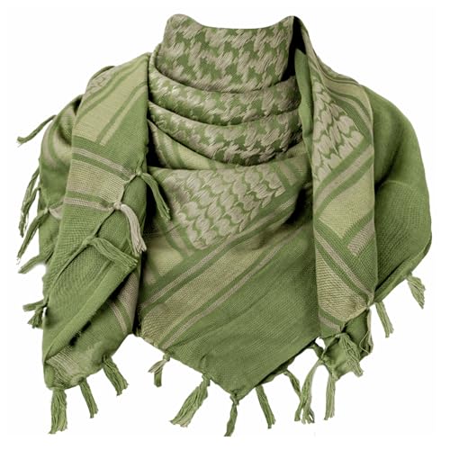 Aonal Military Shemagh Tactical Desert Scarf, Keffiyeh Scarf for Men - color: Foliage