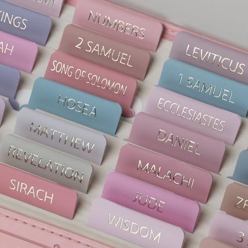 UPAFEXXI-Bible Tabs with Book Summaries, 3D Gold Foil Embossed Lettering - color: Morandi