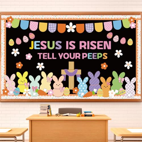 Easter Peeps Bulletin Board Decorations Set Easter Classroom Decor 75Pcs - color: Easter