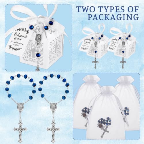 25 Sets Baptism Favors Rosaries with Cross Boxes Bulk for First Communion