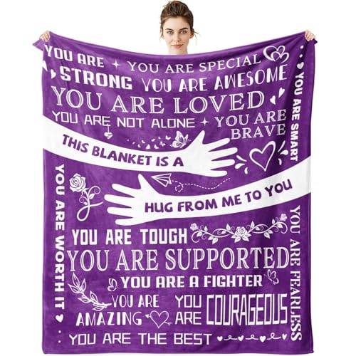Healing Hug Blanket 60"x50", Encouragement Inspirational Thinking of You Gifts for Women, Chemotherapy Must Haves, Get Well Gifts for Women After Surgery, Purple - color: You Are-purple