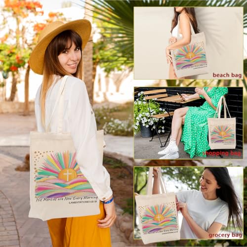Faith Canvas Tote Bag, Christian Gifts for Women Mama Sister Inspirational Bible Verse Birthday Christmas - color: Christian 857