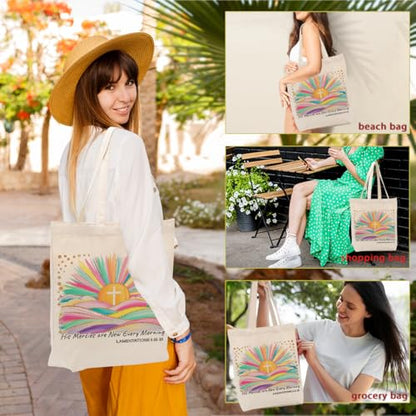 Faith Canvas Tote Bag, Christian Gifts for Women Mama Sister Inspirational Bible Verse Birthday Christmas - color: Christian 857