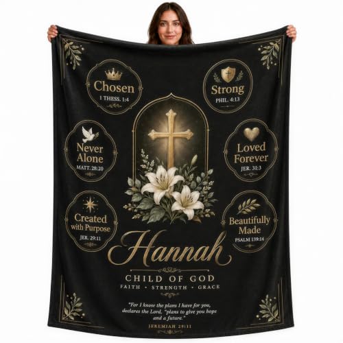 Personalized Christian Faith Floral Throw Blanket, Custom Name - color: Style4