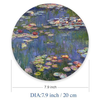 Mouse Pad, Cute Mousepad with Design, Round Water Lilies Claude Monet Mat, Small Non-Slip Rubber Gaming Pads, Office Home Personalized Pad 7.9×7.9×0.12 inches - color: Water Lilies Claude Monet