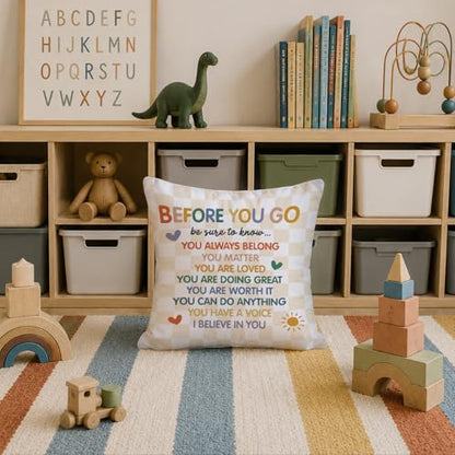 Kids Classroom Throw Pillow Covers 18x18 Inch - color: White-before You Go
