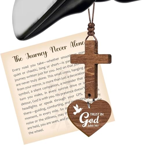 Cross for Car Mirror Hanging Christian Gifts for Men, Women, Scan Phone for Daily Bible Verse, Christian Cross Ornament, Religious Gifts for Men (Trust in God) - color: Trust in God