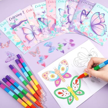 BenLouis 24 Pcs Butterfly Mini Coloring Books for Kids Party Favors - style: Butterfly