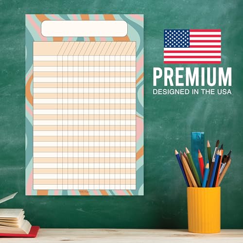 Attendance Chart for Classroom -8pc Laminated Chore & Reward Chart for Kids - color: Retro Muted