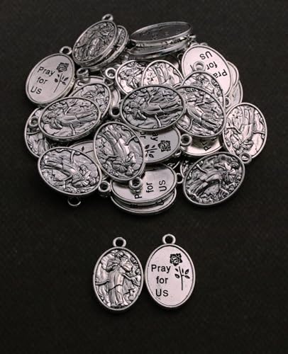 COTTVOTT Saint Therese of Lisieux/Saint Mother Teresa of Calcutta/Divine Mercy Jesus/Mater Dolorosa Patron Saint Medal Charm Pendant for DIY Rosary Necklace Bracelet Jewelry Making Part - color: 30pcs-Our Lady of Fatima