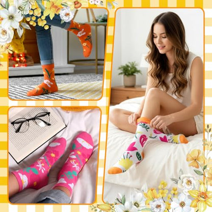 Chicingyou 24 Sets Christian Floral Crew Socks Women with Bible Cards