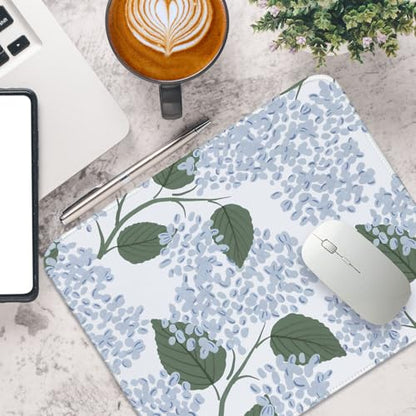 UTELKA Blue Flroal Mouse Pad, Hydrangea Mousepad Aesthetic 10x8 - color: Light Blue Hydrangea, size: 10.2L x 8.2W inches
