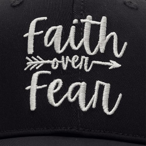 Faith Over Fear Christian Hats, Embroidered Baseball Caps for Adults - color: Black White