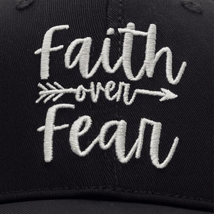 Faith Over Fear Christian Hats, Embroidered Baseball Caps for Adults - color: Black White