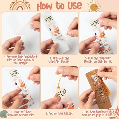 Haooryx Boho Christian Bible DIY Bookmarks 96Pcs Bible Verse DIY Bookmark - style: Boho