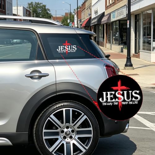 Jesus Cross Car Decal The Way The Truth The Life Vinyl Sticker 6.2 x 4.7