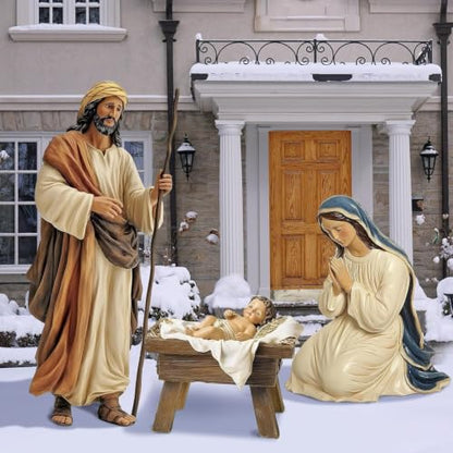 MorningRo 3 Pcs Large Metal Christmas Outdoor Nativity Scene Set (Retro) - size: 60''H