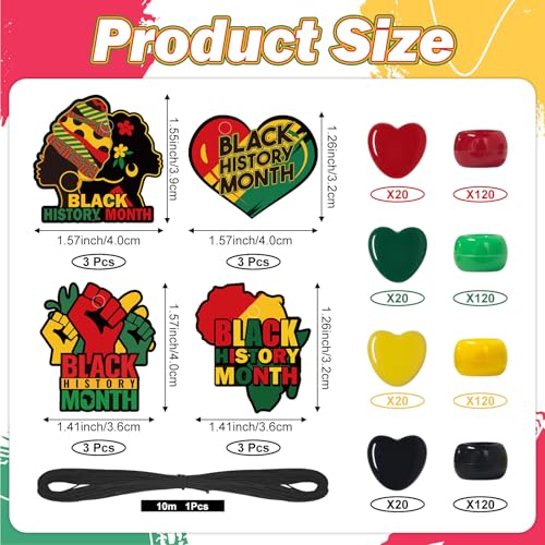 Cinrobiye 24 Sets Black History Month Beads Craft Kits African American Party Favor DIY Creative BHM Decorations for Home School Classroom Fun Rewards Favor Supplies Adults Teens Jewelry - style: BHM