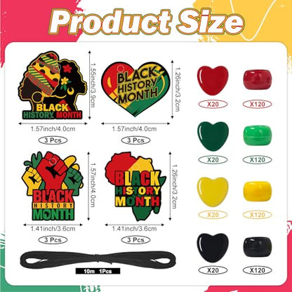 Cinrobiye 24 Sets Black History Month Beads Craft Kits African American Party Favor DIY Creative BHM Decorations for Home School Classroom Fun Rewards Favor Supplies Adults Teens Jewelry - style: BHM