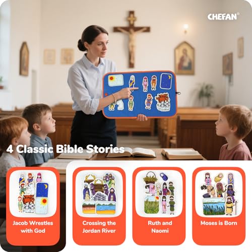 CHEFAN Ruth and Naomi Felt Board Bible Stories, 4 Story Sets for Kids - color: Ruth and Naomi & Other 3 Bible Stories Set