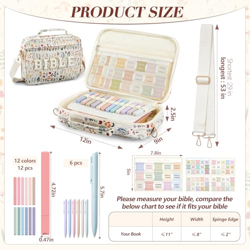 Quilted Large Bible Cover Case for Women with Durable Handle,Freshness