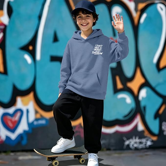 Boys Christian Inspirational Faith Graphic Pullover Hoodie - color: Blue-2, size: 9-10 Years
