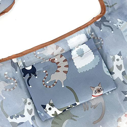 allydrew Large Foldable Tote Nylon Reusable Grocery Bags - color: Set of 2, Cool Felines, size: Large & Small (Set of 2)