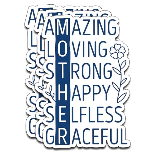(3pcs) Amazing Loving Strong Happy Selfless Graceful Typography Sticker Christian Mom Quote Waterproof Vinyl Sticker for Laptop Water Bottle Bible Journal Stickers. Size 3" x 2" - color: Amazing Loving Strong Happy Selfless Graceful