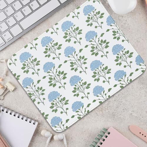 Hydrangea Mouse Pad, Moss Blue Flroal Small Mousepad 10x8 - color: Blue Flroal Hydrangea, size: 10.2L x 8.2W inches
