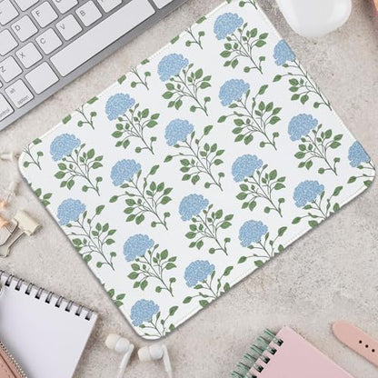 Hydrangea Mouse Pad, Moss Blue Flroal Small Mousepad 10x8 - color: Blue Flroal Hydrangea, size: 10.2L x 8.2W inches
