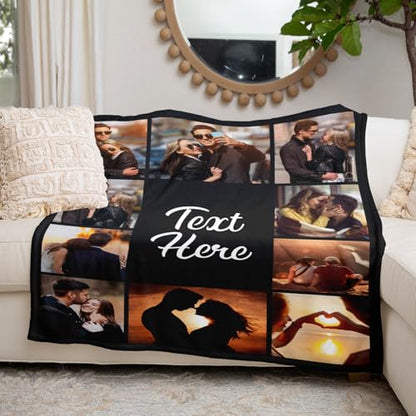 inkArts Custom Blanket Throws with Photos Text Personalized with Picture Customizable, Customize for Mom, Dad, Couple, Girlfriend, Boyfriend, Husband & Wife - color: Ten Photo