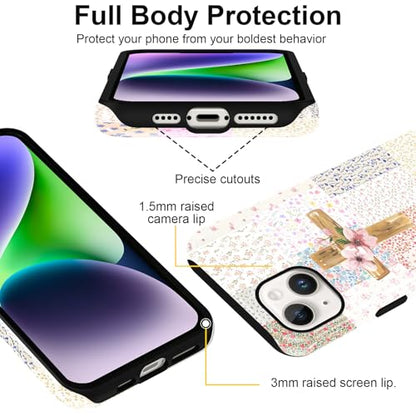 for iPhone 14 Plus 6.7'' Pink Flower Cross Christian Phone Case - color: Pink Flower Cross, size: iPhone 14 Plus