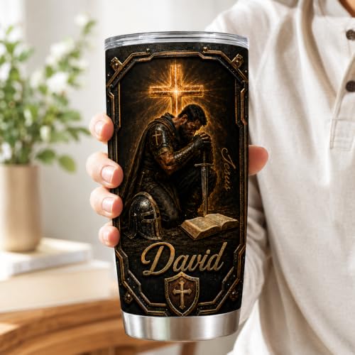 Personalized Christian Gifts For Men - A Child Of God Man Of Faith Warrior Christ Tumbler V1 - Christian Faith Religious Bible For Dad, Husband, Grandpa on Fathers Day, Christmas, Birthday - color: CH-VAR-01