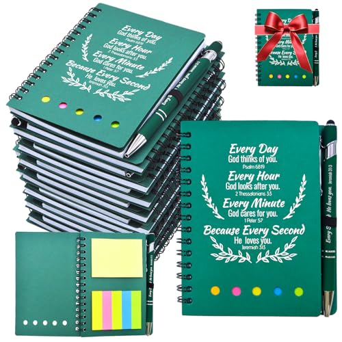 40 Pcs Bulk Fathers Day Christian Gifts Prayer Journal for Woman - 20 Set Religious Notepad with Christian Pen - Bible Notebook - Church Gift for Inspirational, Bible Study, Devotion (Christmas Green) - color: Green, size: 20