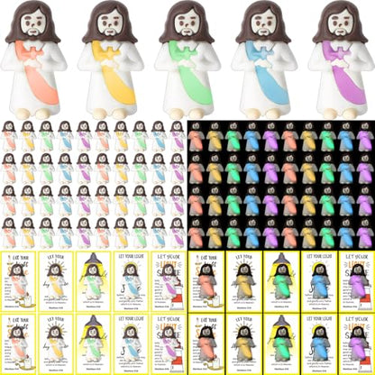 CroBlissful 100 Sets Mini Jesus Figurines Glow in Dark, Holding A Cross - style: Holding A Cross