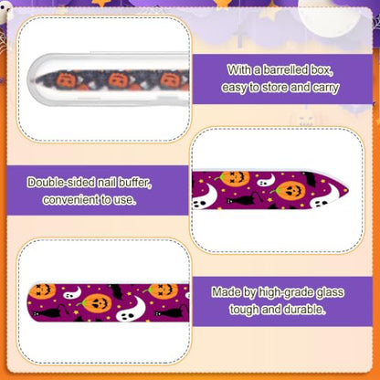 10 Pcs Halloween Glass Nail Files Gifts with Case Halloween Gifts Bulk - style: Ghost