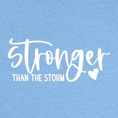 BLACKMYTH Women Cute Graphic Stronger Tee Shirts - color: Heather Sky Blue, size: X-Large