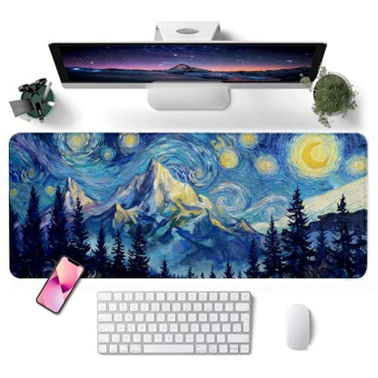 Mouse Pad, Desk Mat, 31.5x11.8in Large Mousepad, Starry Forest - color: Starry Forest